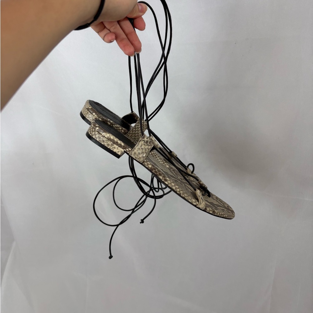 Brand New! Reformation Alize Snakeskin Lace-Up Sandals - Picture 9 of 12